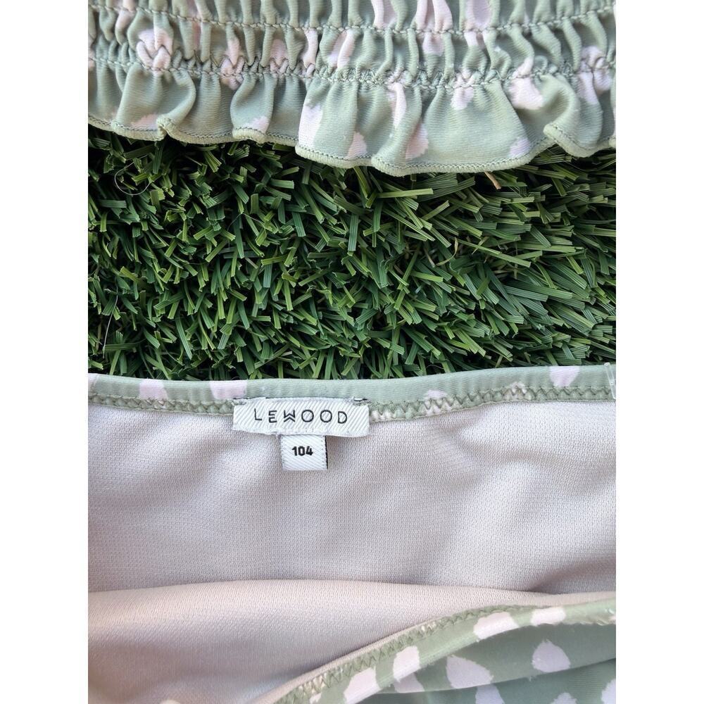 Liewood Mikaela printed smocked bikini set Green & white girl's sz 4 - Picture 2 of 4